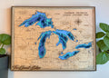 Framed Great Lakes Map